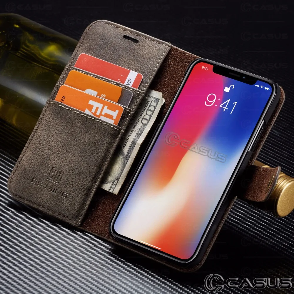 Для iPhone XS MAX XR X чехол из искусственной кожи съемный кошелек Магнитный Флип Чехол для карт чехол для iPhone 8 7 6 Plus чехол
