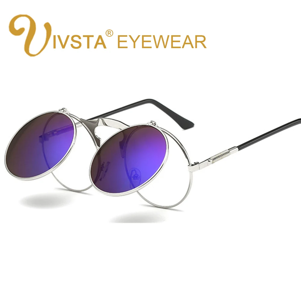 IVSTA мужские солнцезащитные очки в стиле стимпанк женские и круглые зеркальные