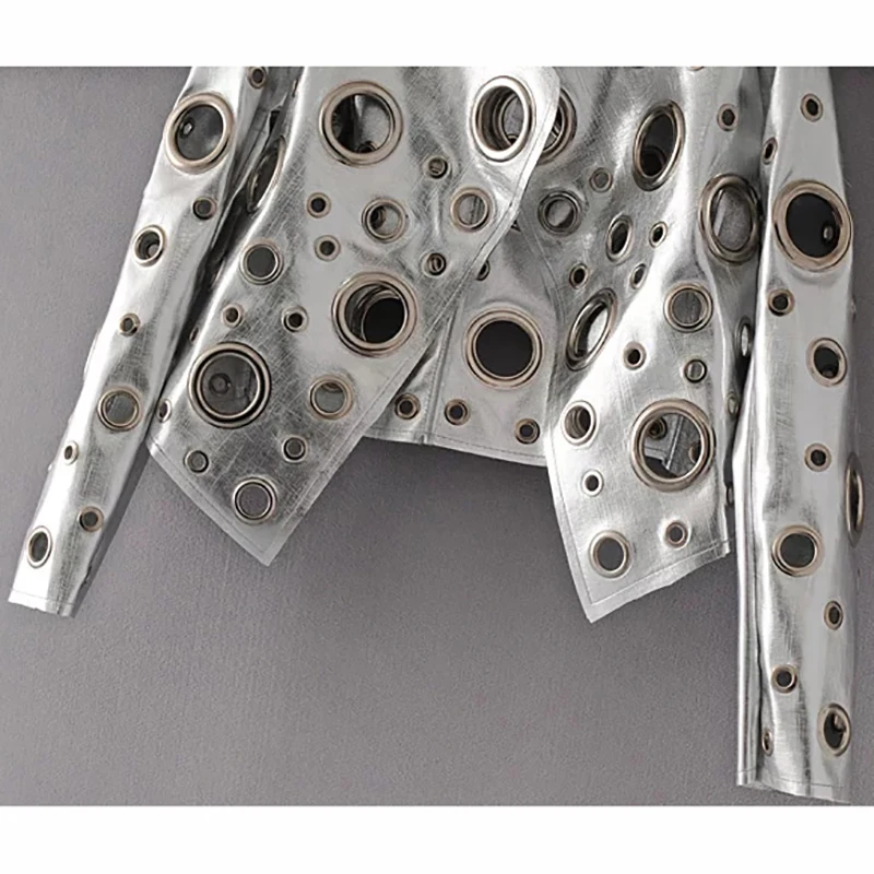 Женская кожаная куртка 2018 новые сексуальные открытые женские металлические