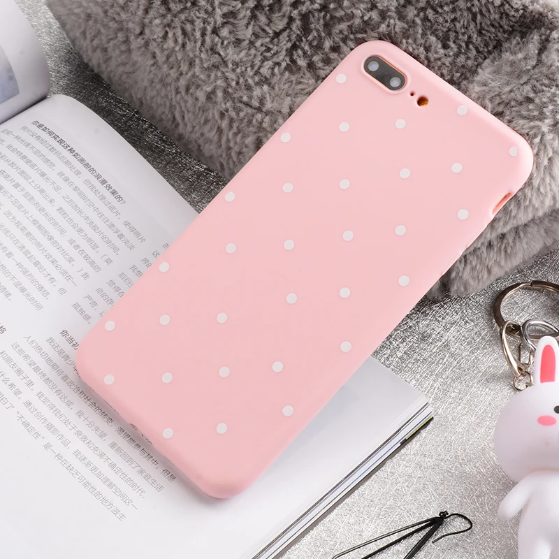 Ollivan Silicone Case For iPhone 8 Soft TPU Point Pattern 6 6s 7 Plus Back Cover 360 Degree Pink |