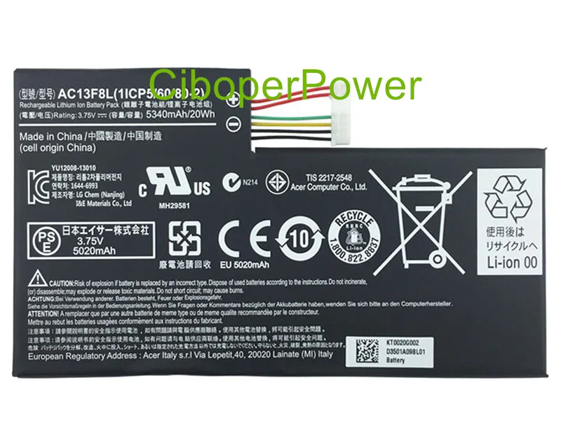 Аккумулятор для ноутбука Tab A1 3 75 в 20 Вт/ч 1CP5/60/80 2 AC13F8L AC13F3L|laptop battery|battery for laptoporiginal
