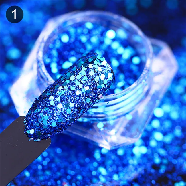 Color 1 BORN PRETTY шестигранные блестки для ногтей многоразмерные переливающиеся блестки хлопья гвоздь художественные украшения блестки Nailart ногтей погружение УФ-гель - Цвет: Color 1