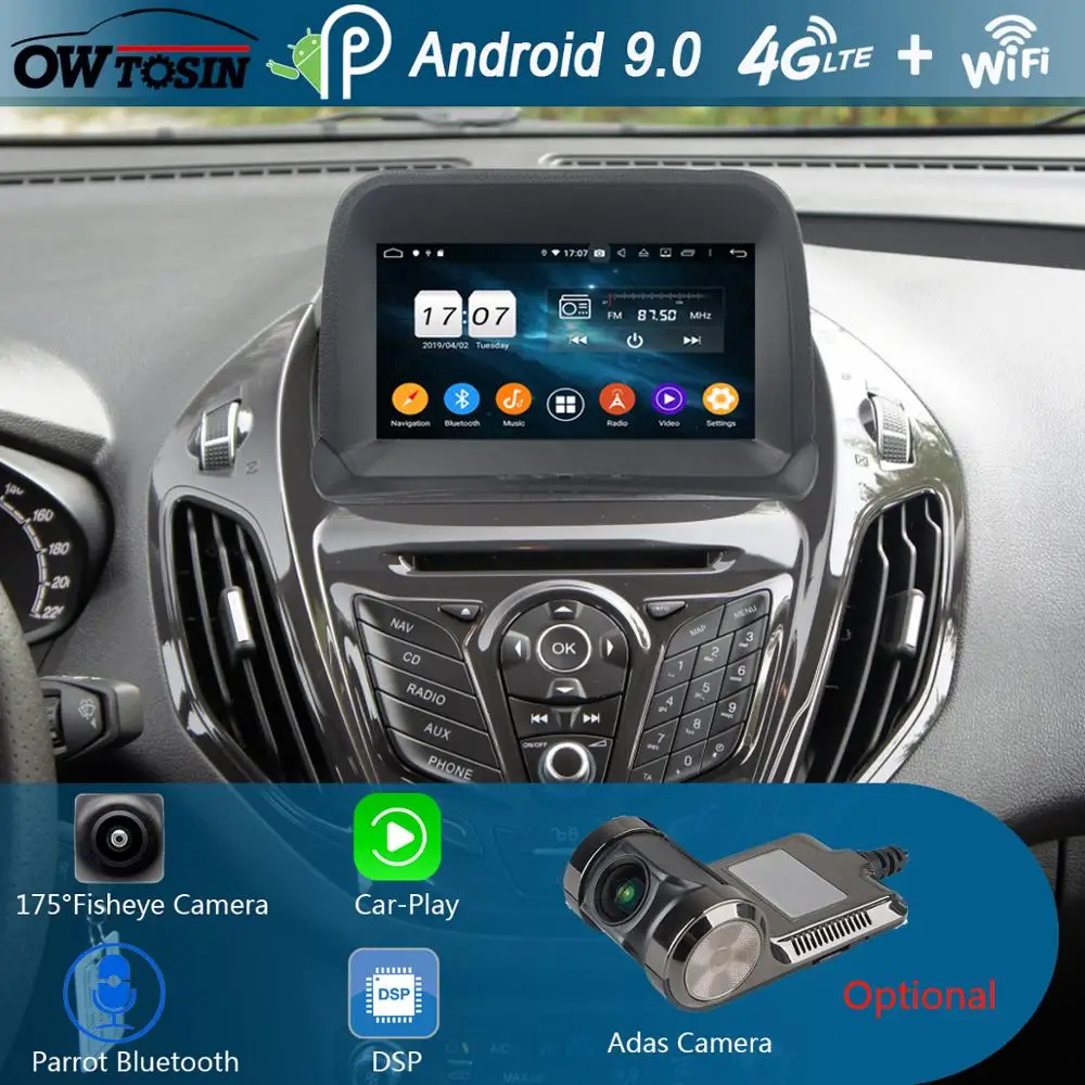 Автомобильный DVD плеер 8 &quotIPS 1280*720 Core 4G RAM + 64G ROM Android 9 0 для Ford Tourneo Courier 2014 2015 2016 2017 DSP