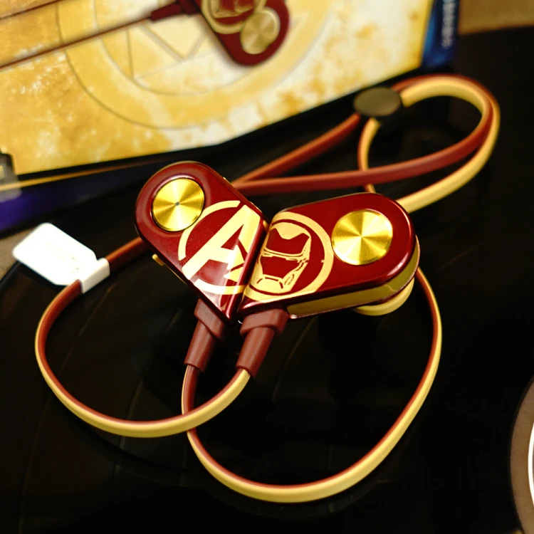 Беспроводные Bluetooth наушники iConstel K1 мстители Железный человек золотистые Hi Fi