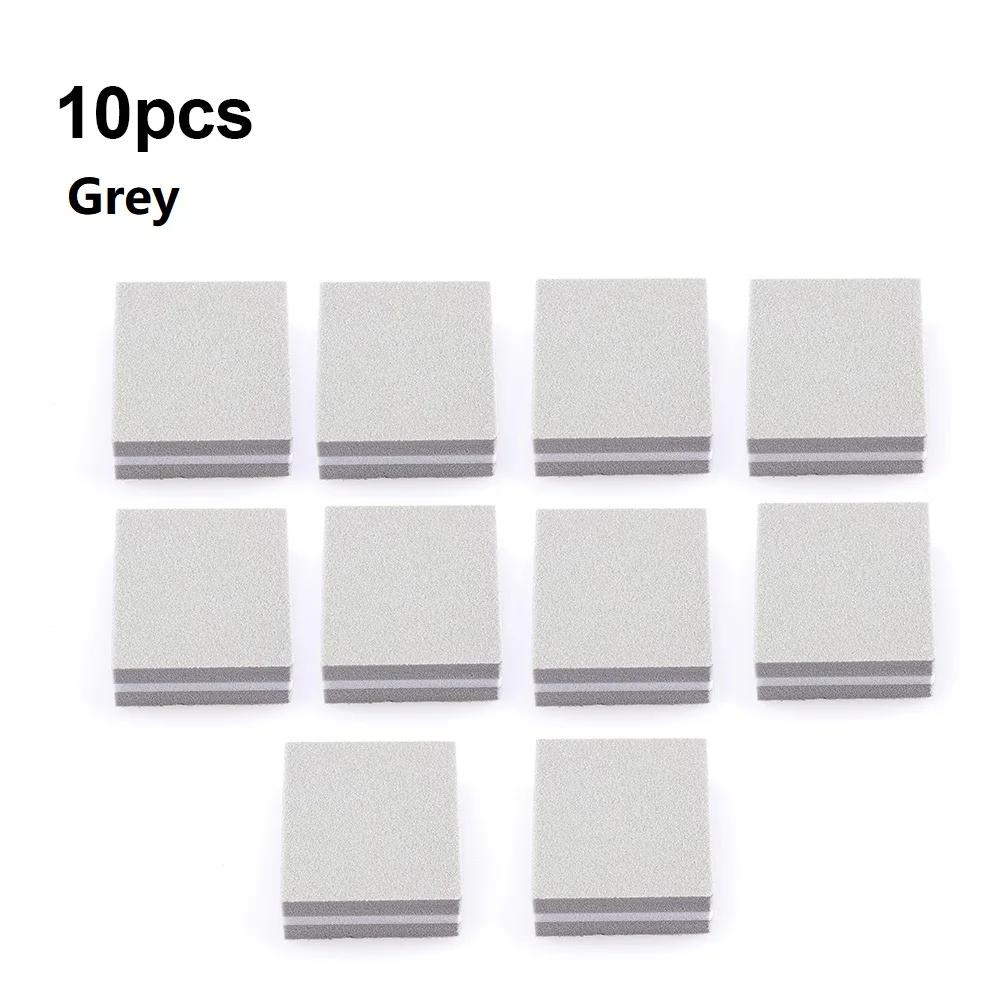 10pcs grey 5/10 шт./лот двухсторонний Мини пилочка для ногтей Блоки Красочные шлифовальная пилка для ногтей лак шлифовальный буфер полоски для ногтей маникюр с полировкой инструменты - Цвет: 10pcs grey