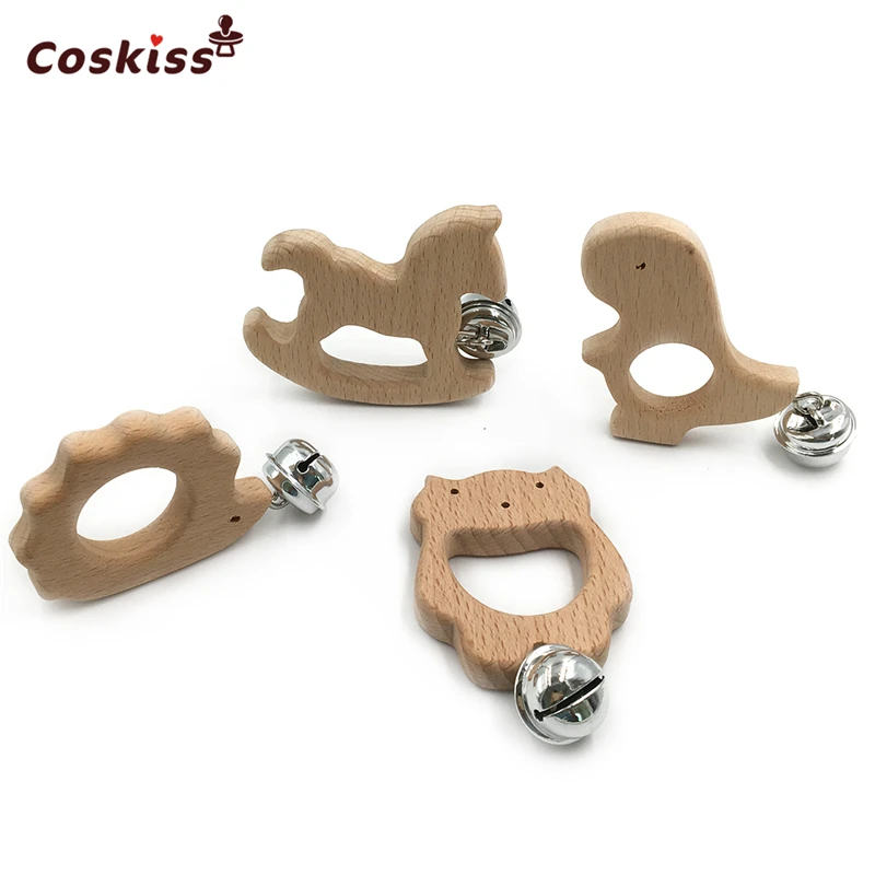 

Wooden Teether Handmade Animal dinosaur Teether Rattle Kids Teething Pendant DIY Baby Teether Toys hand hedgehog teether bells