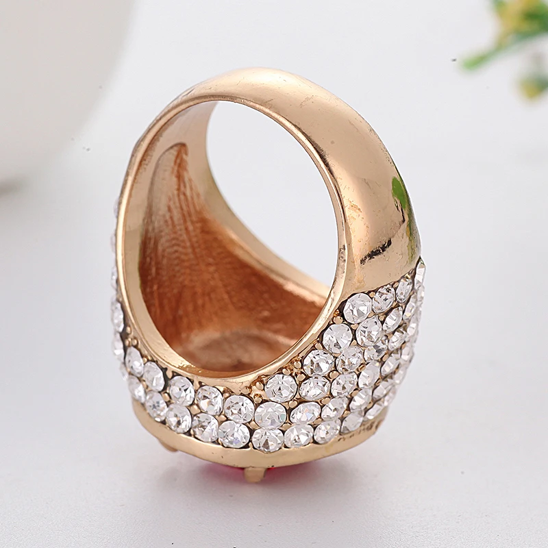 Большие красные стразы, кольцо, морской микро, Bling Iced Out, кубический циркон, роскошная мода, хип-хоп рок, ювелирное изделие, подарок Z3175