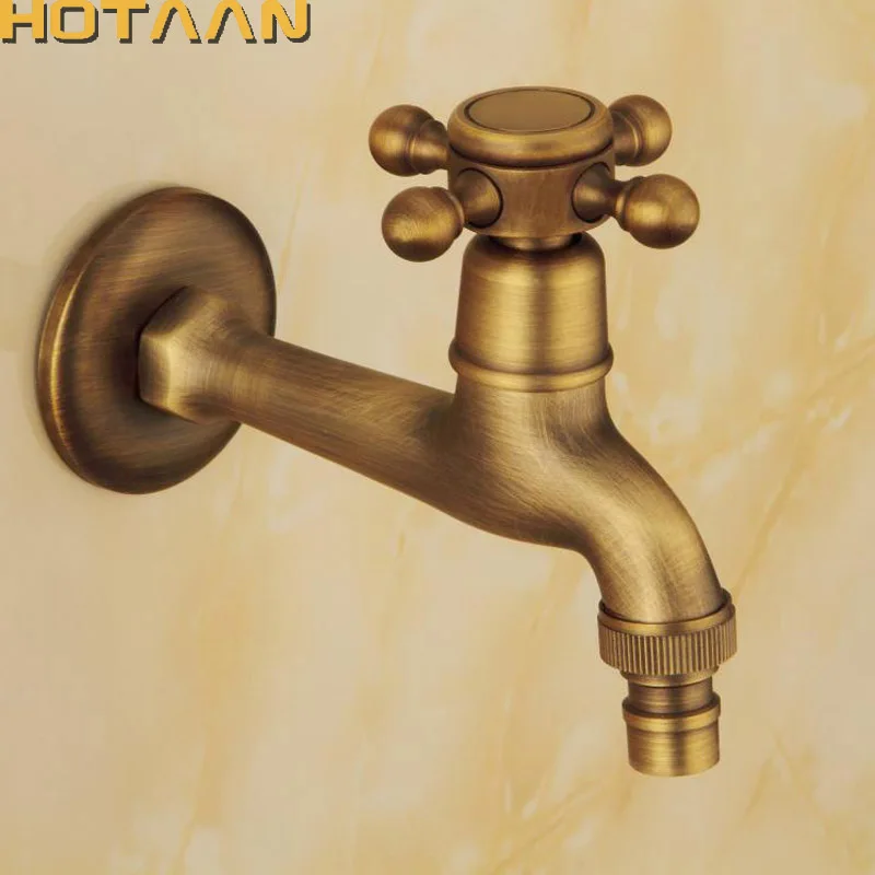 Long garden use Bibcock faucet tap crane Antique Brass Finish Bathroom Wall Mount Washing Machine Water Faucet Taps YT-5158-A