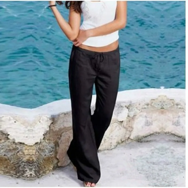 Дропшиппинг 2018 женские брюки однотонные повседневные со средней талией