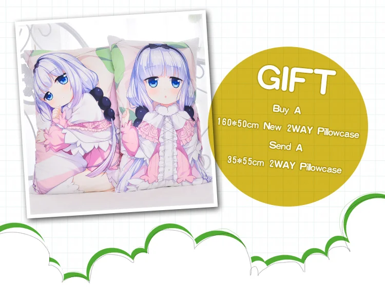Аниме Miss Kobayashi's Dragon Maid Kanna обнимает тело наволочка чехол Kawaii Otaku 2WAY наволочка для ткани 35*55/160*50 см