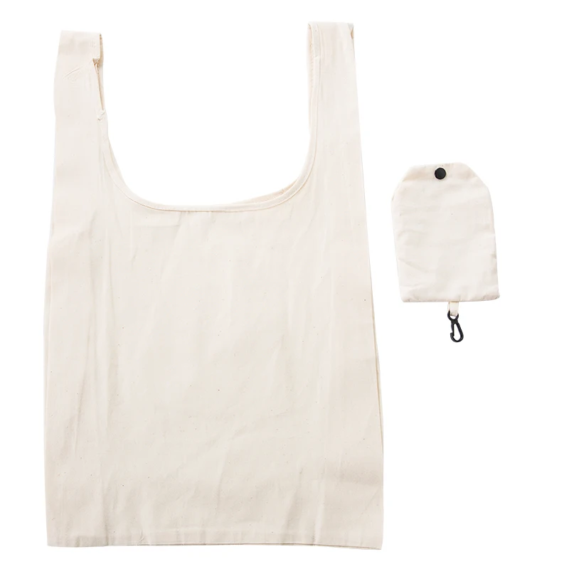 

New ECO Cotton Shopping bag Folding Package Women Men Reusable Canvas Fold Pouch white