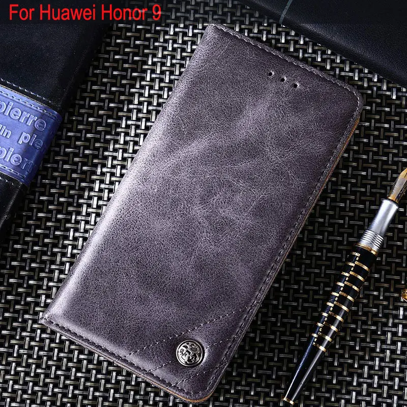 

Чехол для Huawei Honor 9 funda роскошный кожаный со слотом для карт с подставкой винтажный флип-чехол для Huawei Honor 9 Чехлы без магнитов