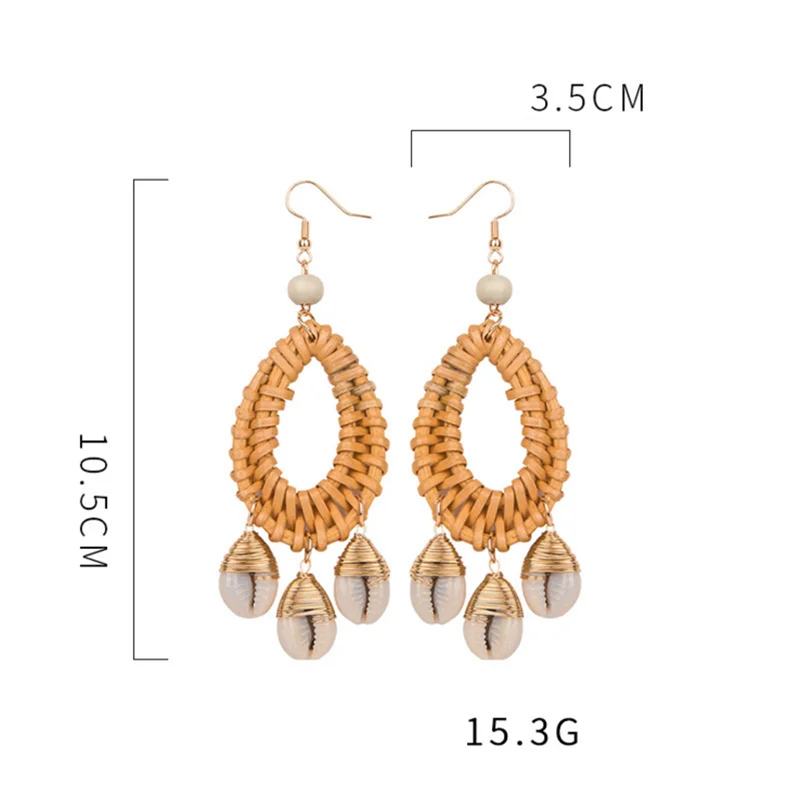 Богемные серьги Коми ручной работы в виде морской раковины геометрические из