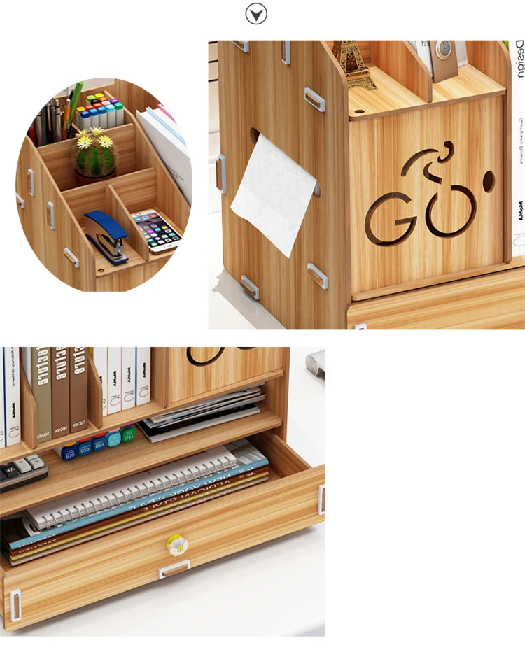 Coloffice Creative1PC большая емкость деревянная подставка для книг Многофункциональная офисная настольная коробка для хранения данных стойка для школы и офиса