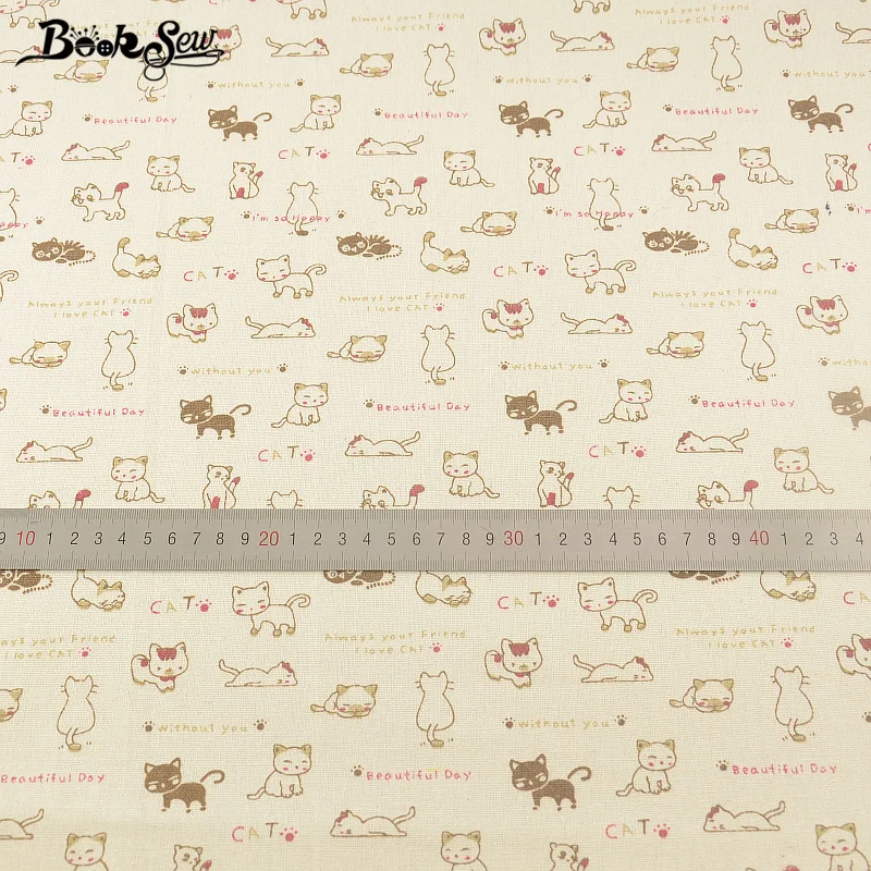 Красивый дизайн с кошкой хлопок льняная ткань для шитья сумка занавеска подушка