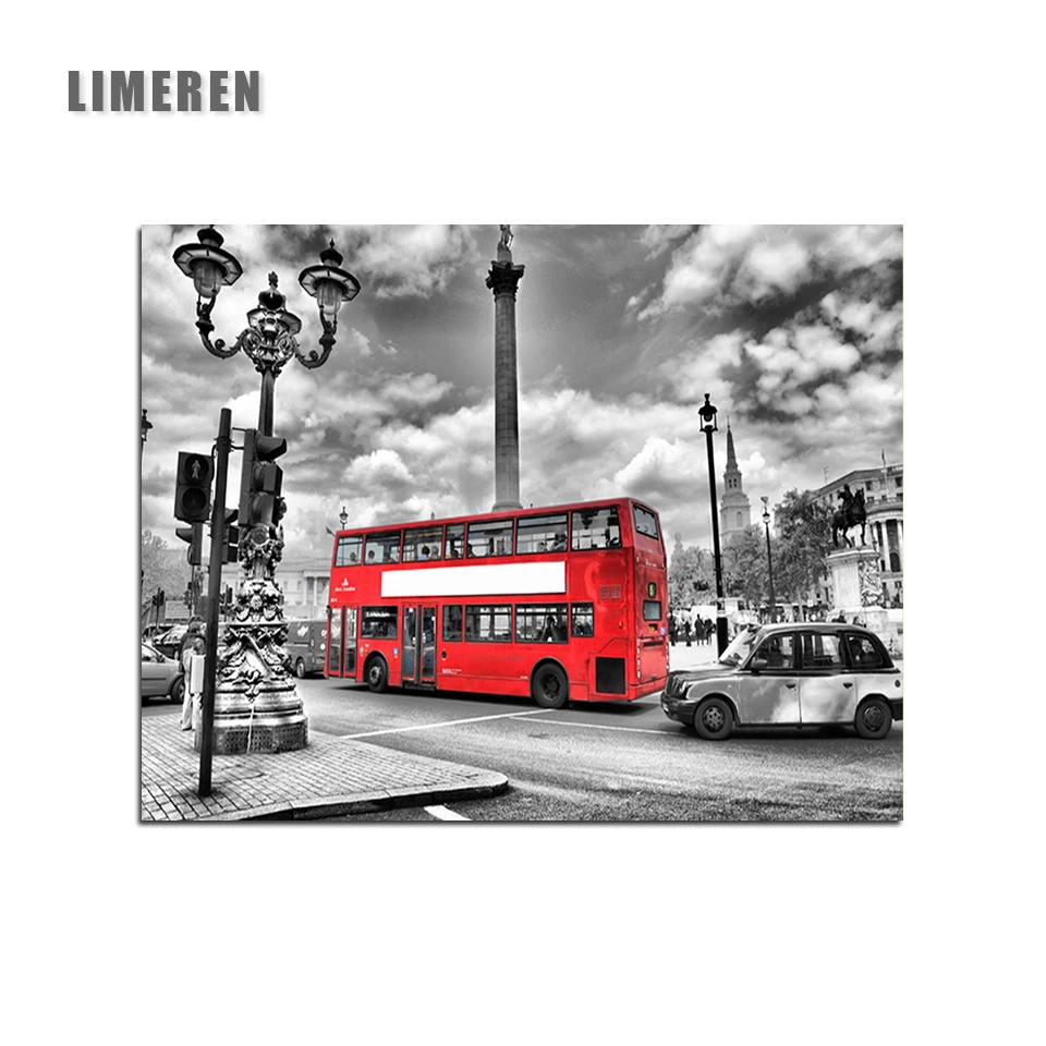DIY масляная Раскраска по номерам лондонские улицы красный автобус картина
