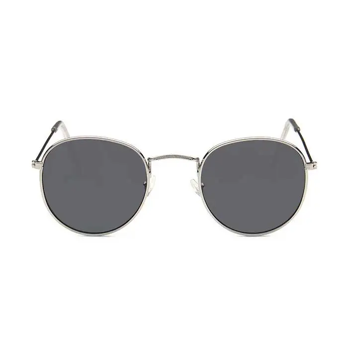 Silvery F Gray Lens Круглые Солнцезащитные очки женские брендовые дизайнерские винтажные металлические недорогие солнцезащитные очки для женщин высококачественные очки ретро маленькие круглые очки - Цвет линз: Silvery F Gray Lens