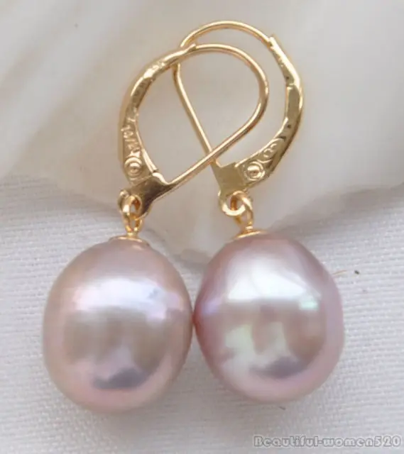 Пара элегантных розовых жемчужных сережек с натуральным южным морем brinco