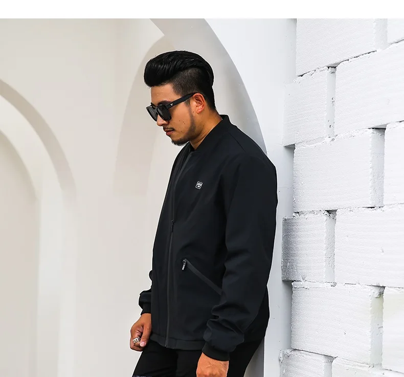 Куртка большого размера 6XL 7XL 8XL 9XL осенняя и зимняя мужская с длинными рукавами с отворотом на молнии с карманом темно-синяя большая повседневная спортивная одежда jac