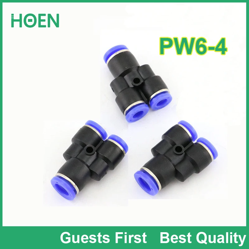 

100 pcs PW Reducing Unequal Y type Union PW6-4 Tee redecer 6mm to 4mm Air Tube Fitting One touch push In pneumatic fitting
