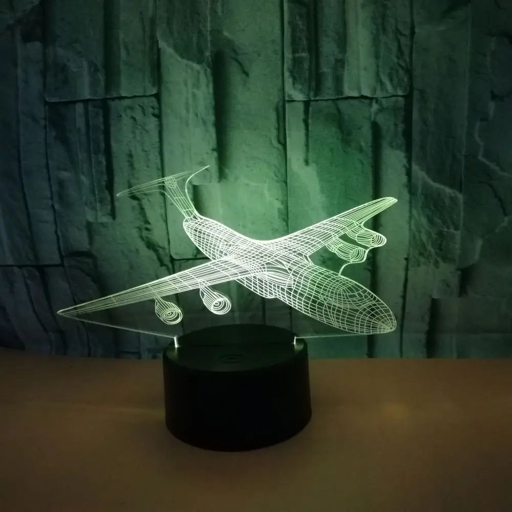 Самолет 3d ночник красочный сенсорный пульт светодиодный визуальный креативный
