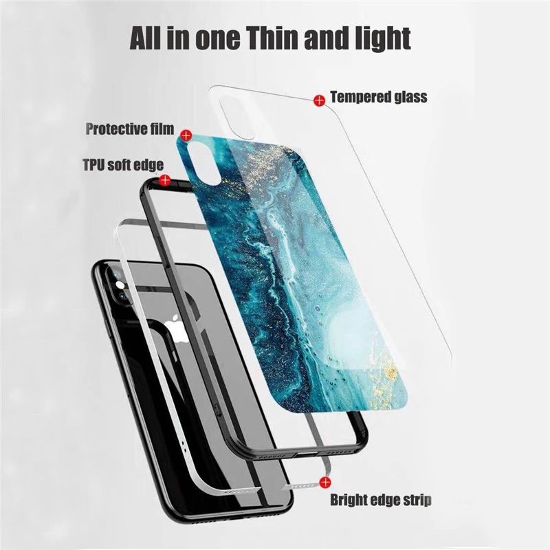 Роскошный чехол из мраморного стекла для iPhone X XS MAX XR XS стеклянный силиконовый чехол для телефона для iPhone 7 8 Plus чехол s для iPhone 6 S 6s