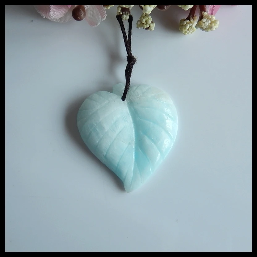 Ювелирные аксессуары, мода Larimar Резные листья кулон, амулеты женские ювелирные изделия подарок драгоценный камень по индивидуальному заказу, 32x29x4 мм, 6,2 г
