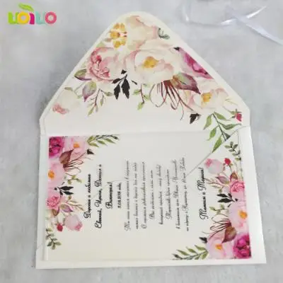 print flower envelop Бесплатный дизайн заказной цветной большой плоский конверт для акриловой карты прозрачное Свадебное приглашение - Цвет: print flower envelop