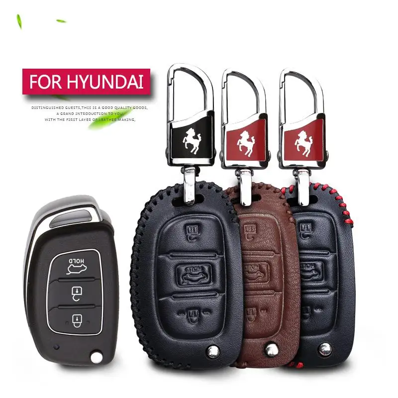Чехол для автомобильного ключа KUKAKEY из натуральной кожи Hyundai Solaris ix35 ix45 Series 2 Verna