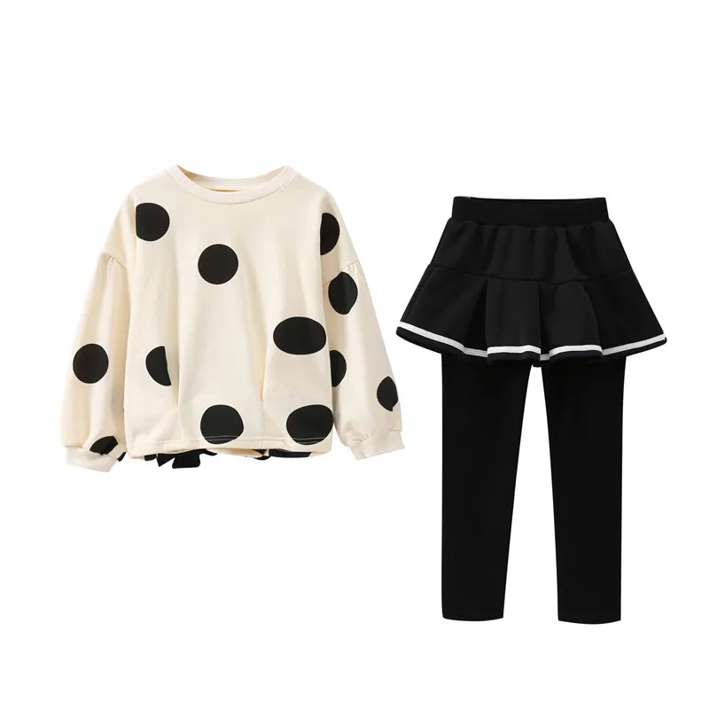 2018 Autumn Girls New Products Children's Clothing Suit Korean Version of Cotton Dot Print Baby | Детская одежда и обувь