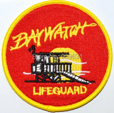 

BAYWATCH (DAVID HASSELHOFF) Swimsuit Lifeguard Logo Iron-On Embroidered Patch
