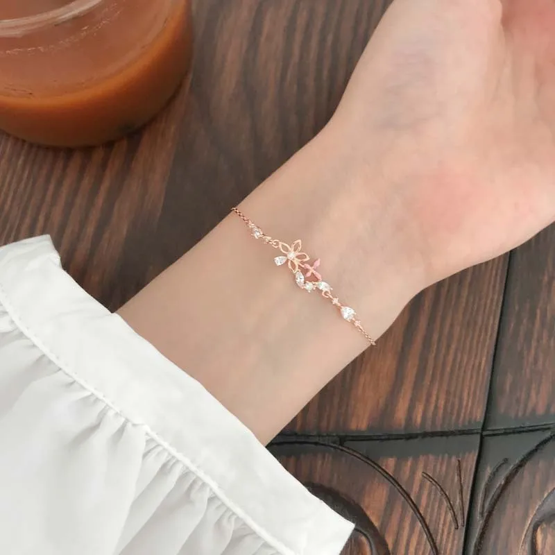 Flower Fairy Series Mori Fresh Butterfly Bracelet Female Japanese and Korean Fine Minute Zircon Handwear | Украшения и аксессуары