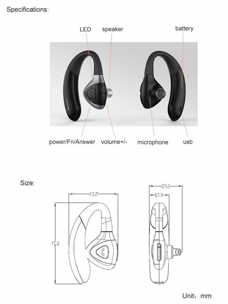 Бизнес Bluetooth гарнитура Auriculares Bluetooth 4,1 HD стерео наушники длительная батарея беспроводной Двойной аккумулятор для телефонов