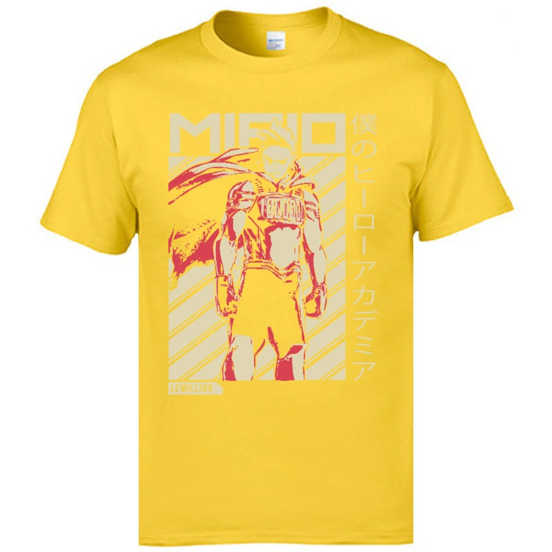 Mirio Togata Lemillion My Hero Academy футболка "Аниме" Boku Slim Fit футболки с круглым вырезом с принтом короткий рукав хлопок Мужская футболка - Цвет: Золотой