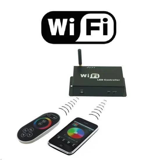 

WF100 led wifi контроллер Диммер для цветовой температуры/rgb полоса rf пульт дистанционного управления ios android система используется dc 5-24v 3 канала