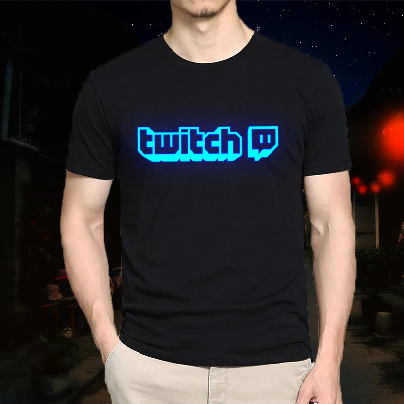 100% хлопок мужские летние флуоресцентный Twitch футболки Персонализированные