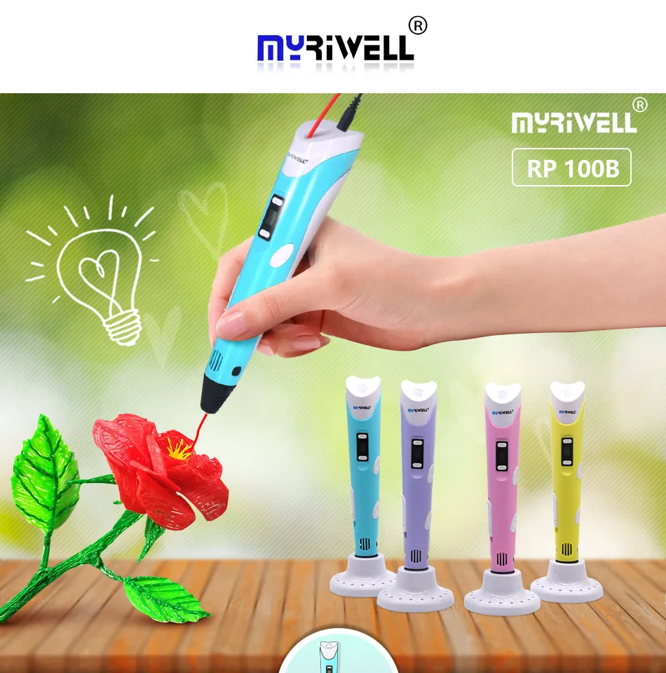 Myriwell 3d Ручка м и 200 м 1,75 мм нити ручка Smart подарок на день рождения ребёнка лучший рождественский подарок зд Ручка з д Ручка Самые горячие това...