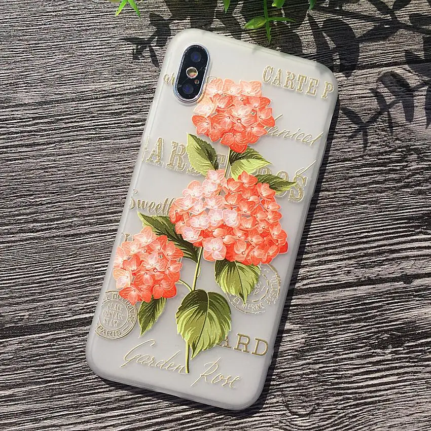 3D рельефный чехол для iphone 7 плюс 8 X 10 розовый цветок силиконовые чехлы 6 6S 6plus