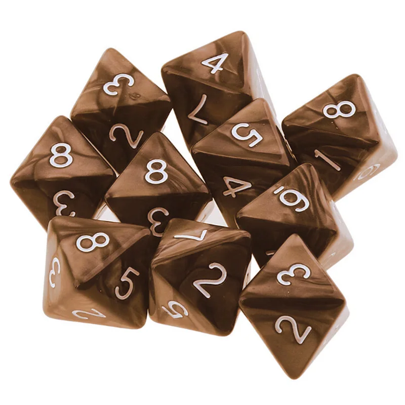 10 шт. D8 многогранные Dice 8 кубика для Подземелья и Драконы MTG RPG черный - Цвет: Brown
