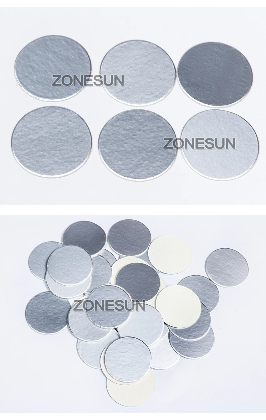 ZONESUN индукционные уплотнения подгонянного размера пластичная ламинированная Алюминиевая Фольга крышки вкладыши 500 шт для PP PET PVC PS ABS стеклянные бутылки