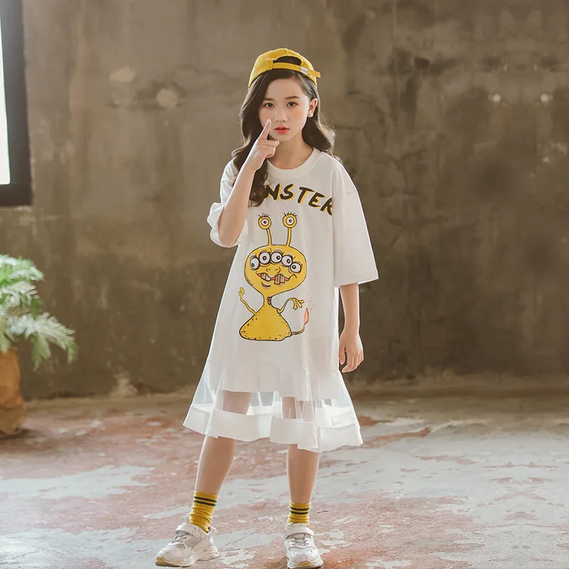 Модные детские летние платья для девочек-подростков 2020 Школьное белое