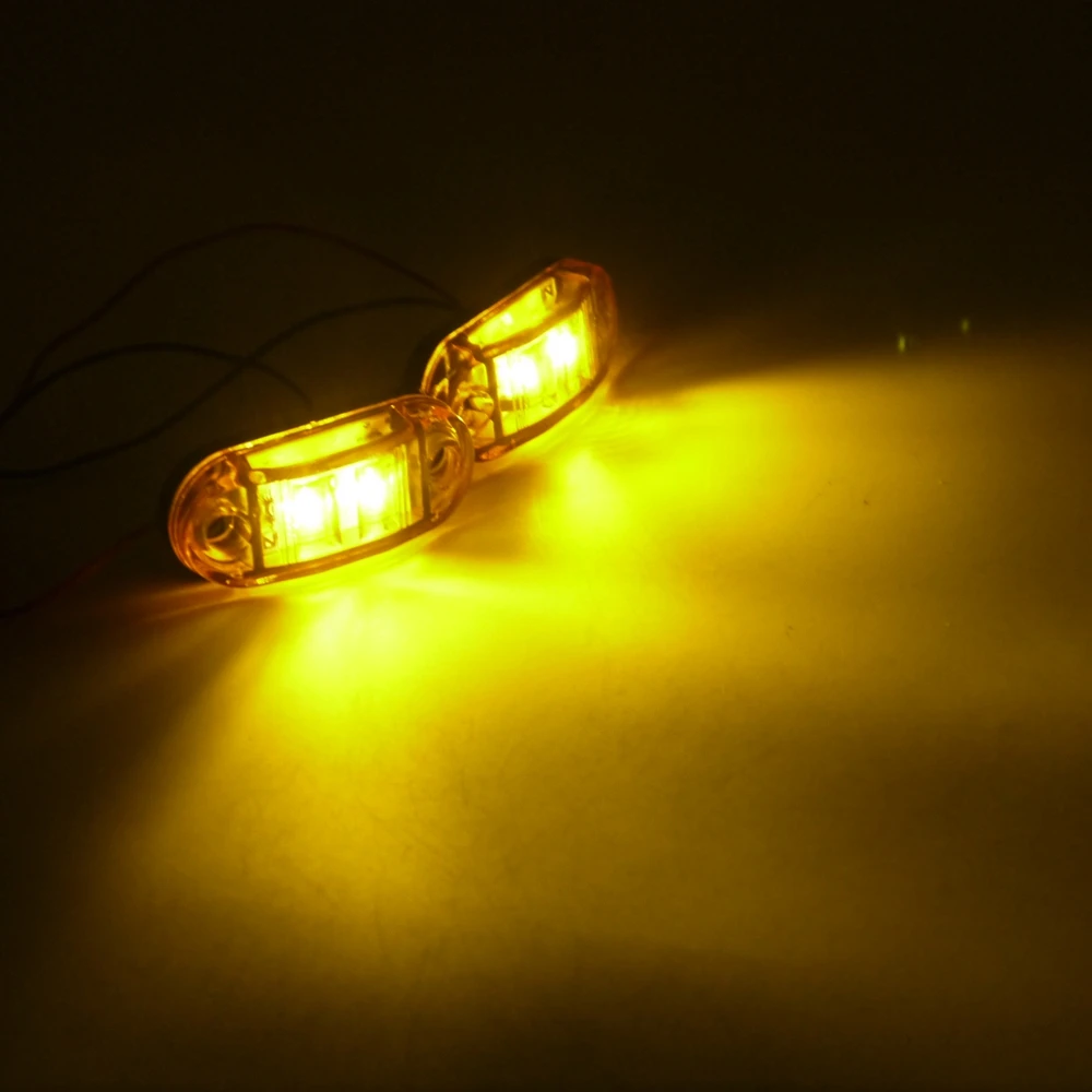 Eonstime 2 шт. 2LED Боковой габаритный фонарь светильник габаритный фонарь 12V 24V e-помечено автомобильный прицеп рабочими электрическими схемами E11 Водонепроницаемый IP68 цвета-красный, желтый, белый - Испускаемый цвет: AMBER