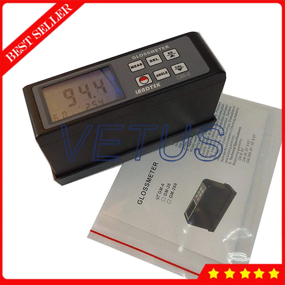 60 Degree Gloss Meter Glossmeter for Paints Inks Plastics Ceramics Marble Tester Data Memory Function GM-6 | Инструменты