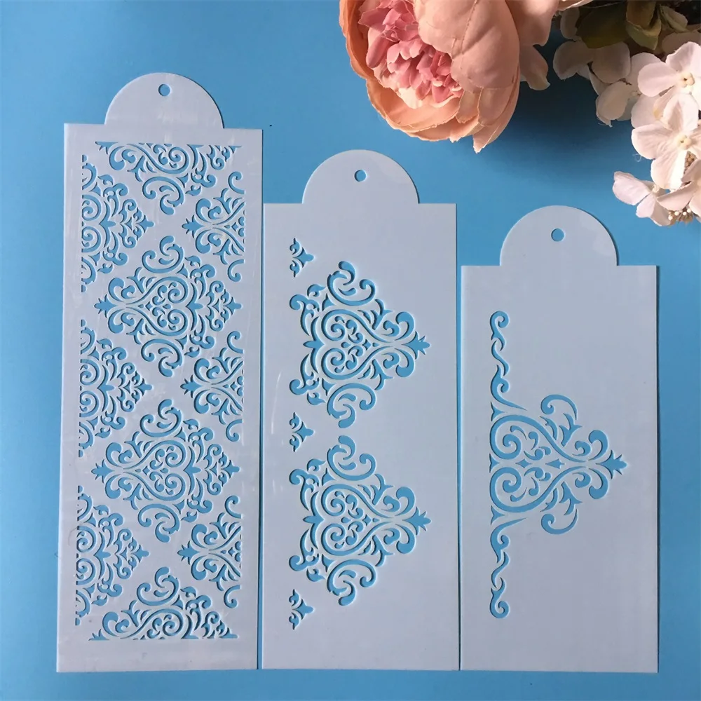 

2019 3Pcs/Set 31cm Flower Texture DIY Layering Stencils Wall Painting Scrapbook Coloring Embossing Album Decorative Template