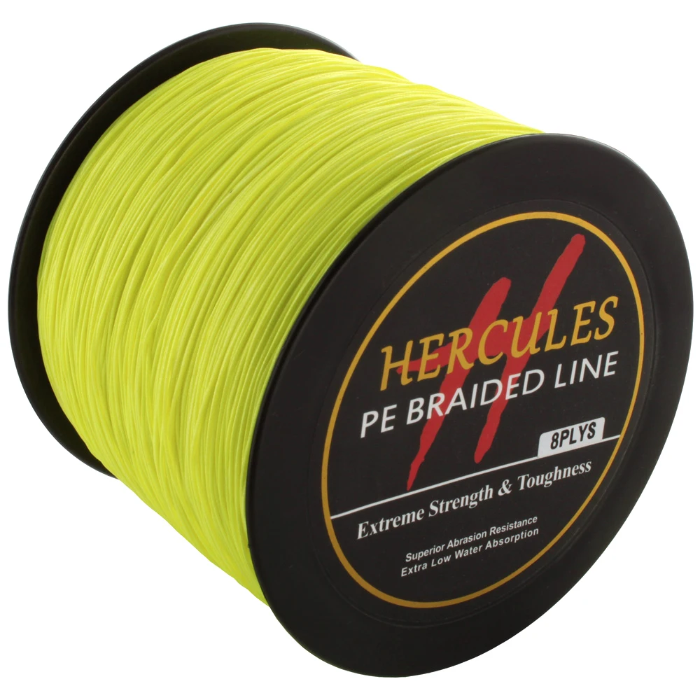 Леска Hercules сверхмощная флуоресцентная желтая рыболовная леска 8 нитей 100 м 300 500 1000