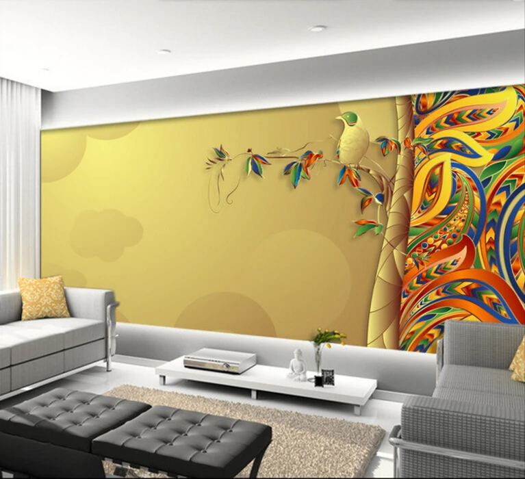 Custom photo wallpaper Colorful abstract leaves 3D stereoscopic for living room restaurant bedroom wall | Обустройство дома