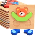 Игрушки Монтессори, Обучающие деревянные игрушки для детей, для раннего обучения, 3D Мультяшные животные, интеллектуальные Пазлы
