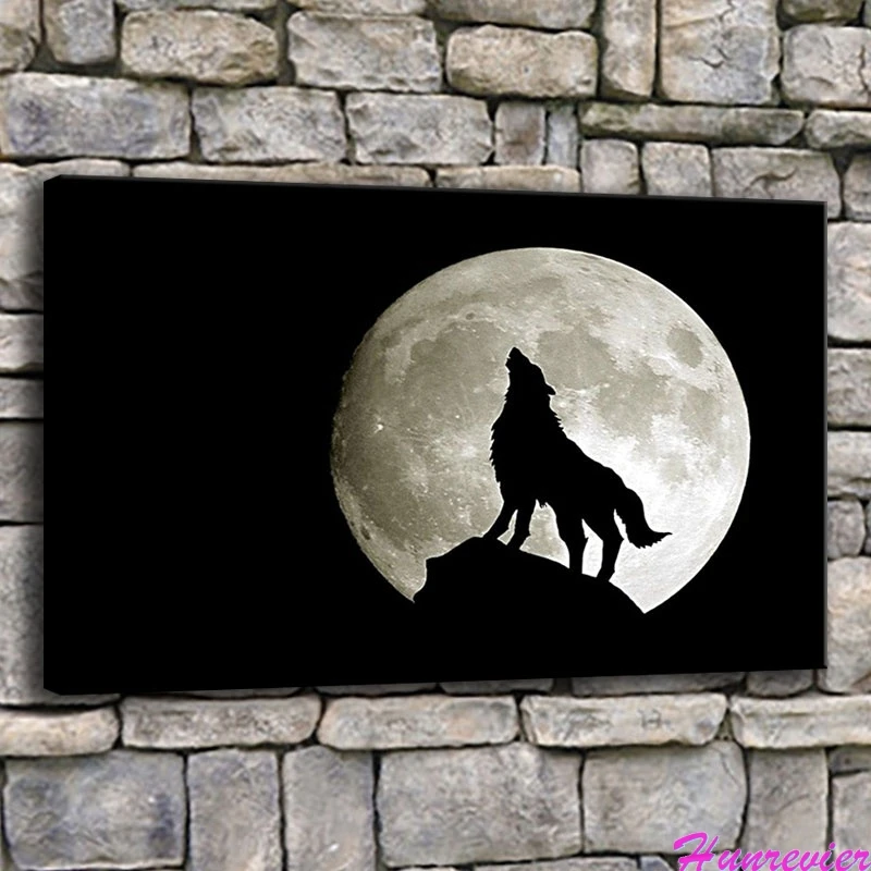 diamond painting Wolves Howling In The Full Moonlight Cross Stitch Diamond Embroidery Patterns rhinestones Mosaic | Дом и сад