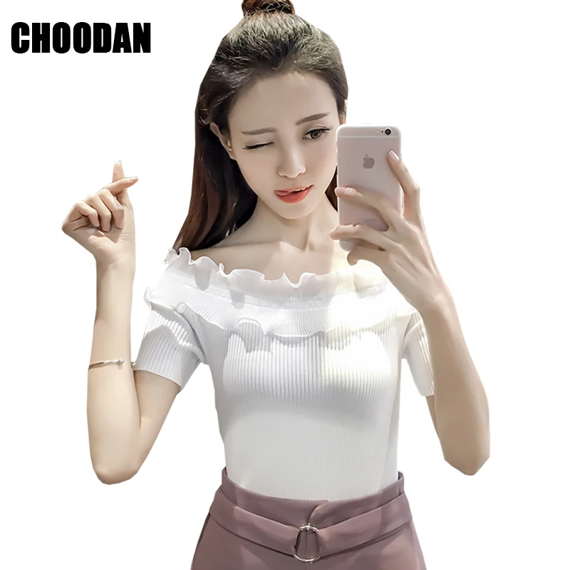 Трикотажные Для женщин блузки белый/черный/полосатая блуза рубашка короткий