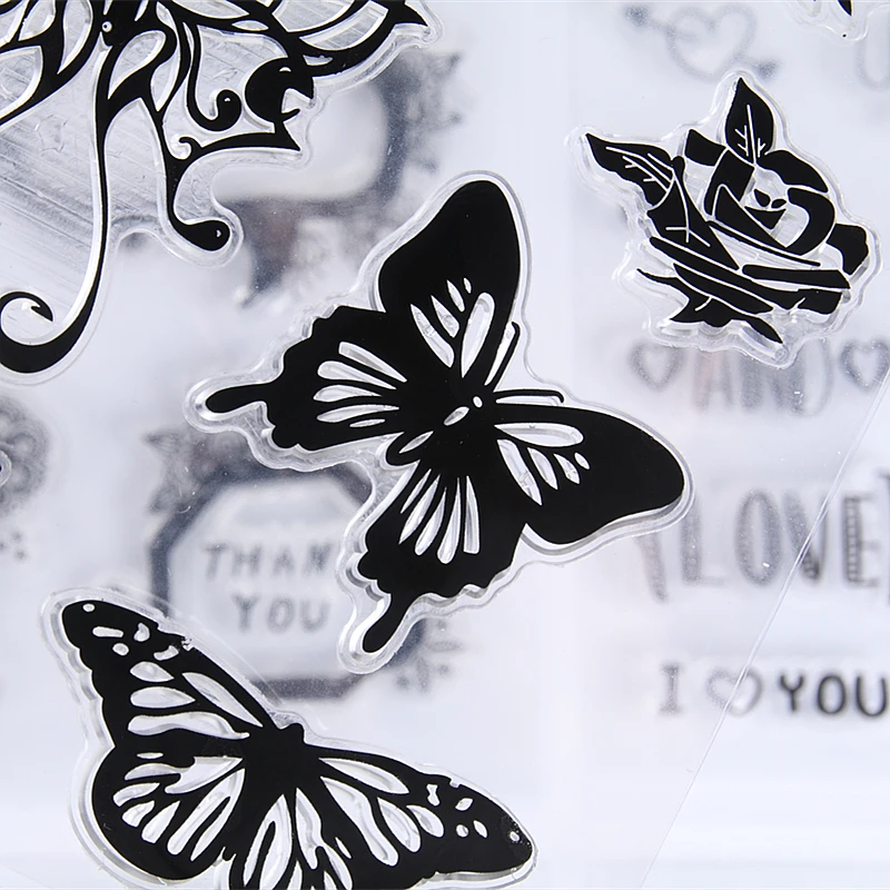 1 шт цветы и бабочки прозрачные силиконовые штампы Детский Набор для творчества